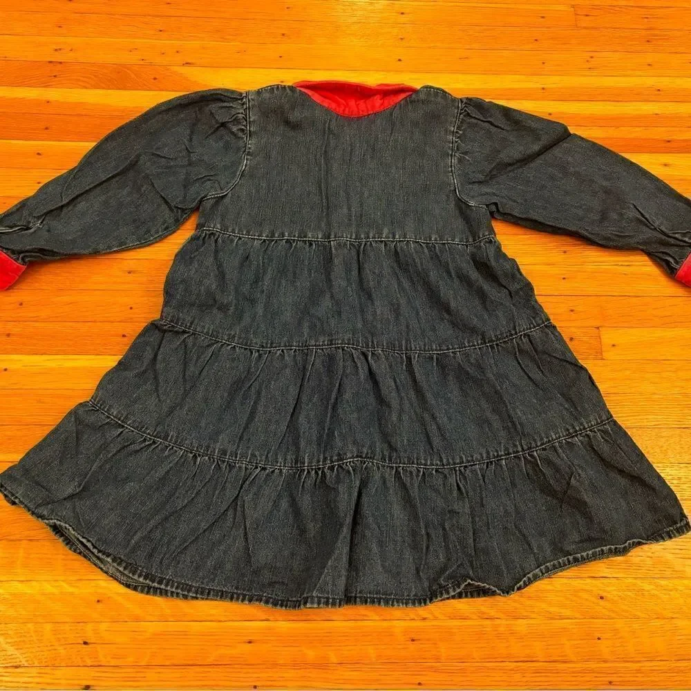 Osh Kosh B’Gosh Vintage denim tiered embroidered long sleeve dress